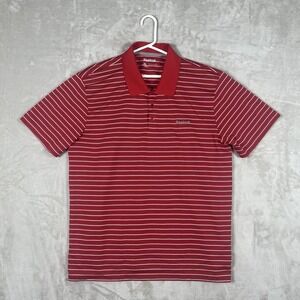Reebok Polo Shirt Mens XL Red Striped Lightweight Spellout Golf Tennis Active